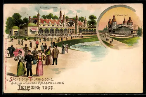 Lithographie Leipzig, Leipzig, Sächsisch-Thüringische Industrie & Gewerbe-Ausstellung 1897, Hauptrestaurant