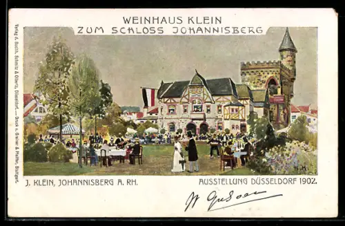 Künstler-AK Düsseldorf, Ausstellung 1902, Gasthaus Zum Schloss Johannisberg