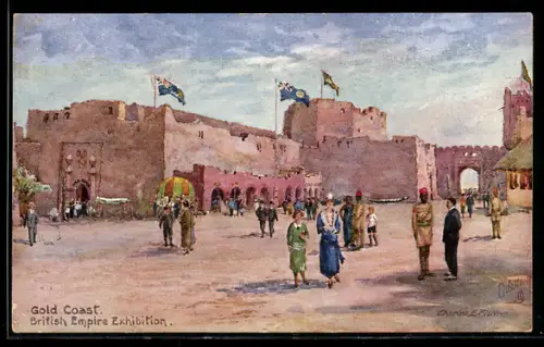 Künstler-AK London, British-Empire Exhibition, the Gold Coast Building