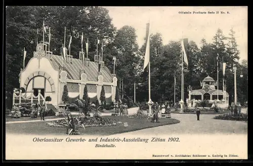 AK Zittau, Oberlausnitzer Gewerbe- und Industrie-Ausstellung 1902, Bindehalle