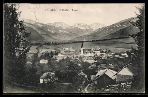 AK Fügen / Zillertal, Ort von oben