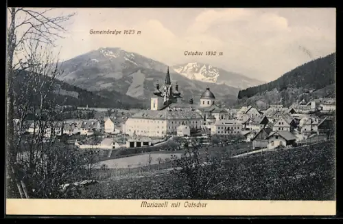 AK Mariazell, Ortsansicht mit Oetscher