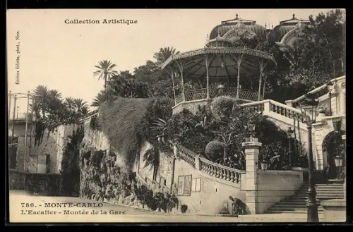 AK Monte-Carlo, l`escalier de la montée de la gare