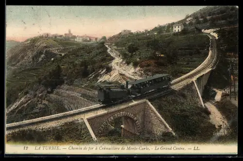 AK La Turbie, Chemin de Fer a Cremaillere de Monte-Carlo, Le grand Cintre, Bergbahn