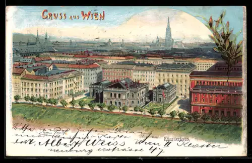 Künstler-AK Erwin Pendl: Wien, Teilansicht mit Künstlerhaus