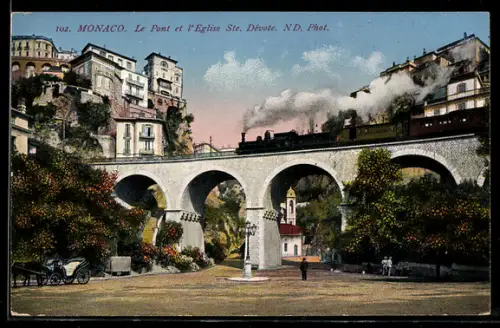 AK Monaco, le pont et l`église Ste. Dévote