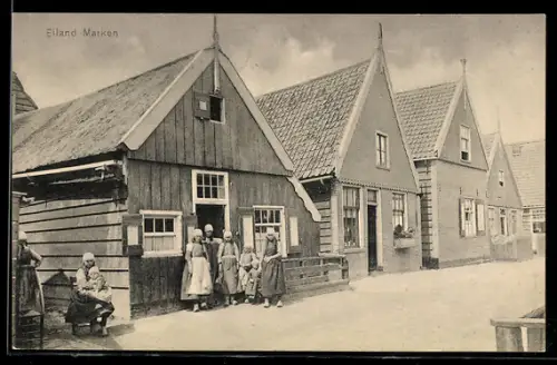 AK Marken, Bauern vor ihren Häusern