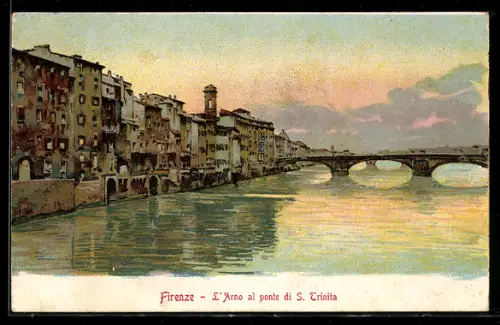 AK Firenze, l`Arno al Ponte di S. Trinita