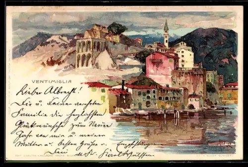 Künstler-AK Manuel Wielandt: Ventimiglia, Panorama