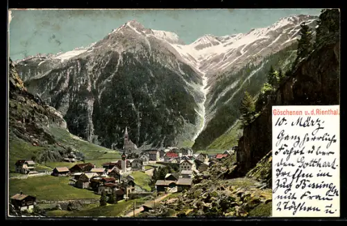 AK Göschenen, Gesamtansicht mit Blick ins Rienthal