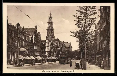 AK Amsterdam, Strassenbahn, Rozengracht