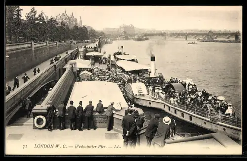 AK London, Westminster Pier, Dampfer