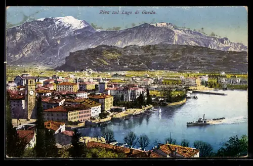 AK Riva di Garde, Uferpartie mit Blick zu den Bergen