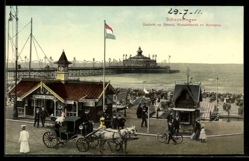 AK Scheveningen, Gezicht op Strand, Wandelhoofd en Noordzee