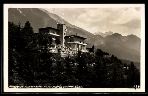 AK Innsbruck, Hungerburg mit Hotel Mariabrunn