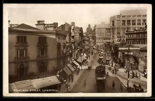 AK Liverpool, Ranelagh Street, Strassenbahn