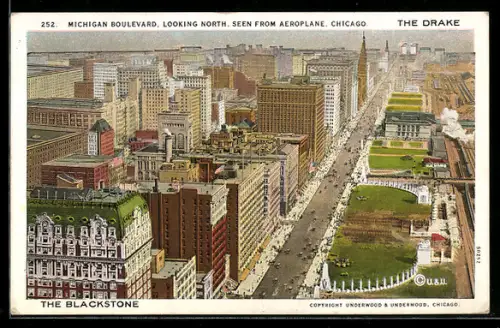 AK Chicago, IL, Michigan Boulevard, looking North, seen from Aeroplane