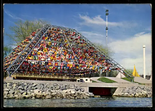 AK Lausanne, Nationale Ausstellung 1954, Pyramide der Fahnen