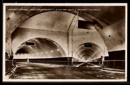 AK Liverpool, Mersey Tunnel, Junction chamber showing main & branch tunnels