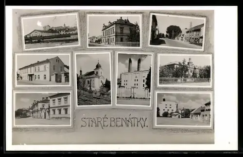 AK Staré Benátky, Kirche, Podkovanska Pivnice, Fabrikgebäude