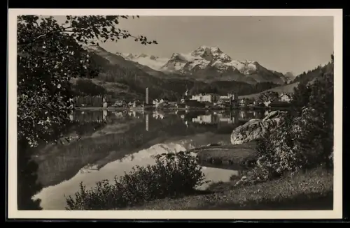 AK St. Moritz, Bad, Blick über den See zum Ortsrand