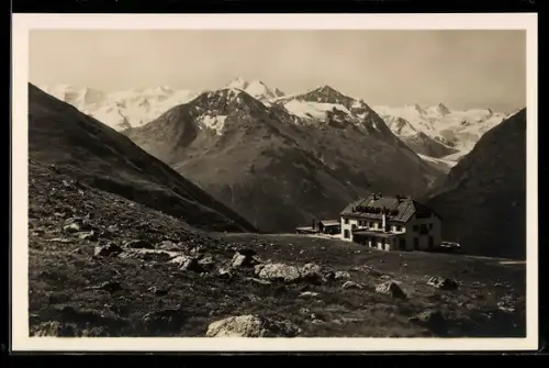 AK Muottas Muragl, Hotel Muottas Kulm mit Berninangruppe