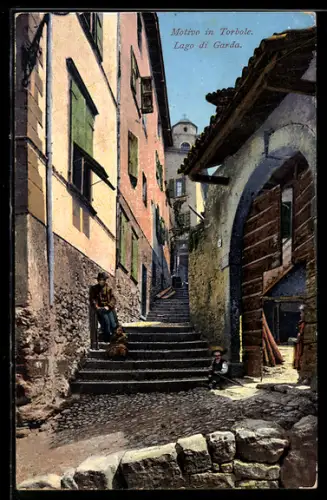 AK Torbole, Gasse mit Treppenaufgang