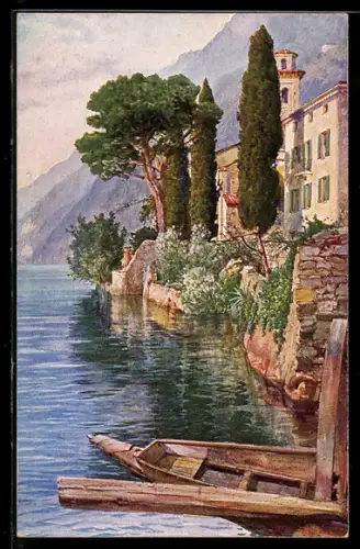 Künstler-AK Oria, Villa Fogazzaro, Lago di Lugano