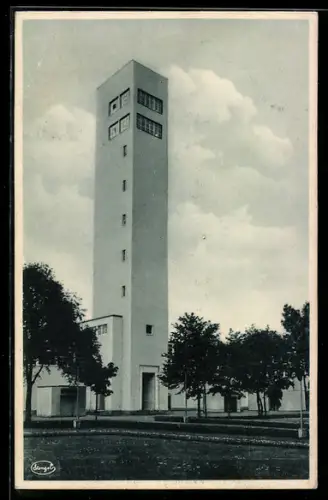 AK Dresden, Jahresschau Deutscher Arbeit 1927, Der sprechende Turm, Bauhaus