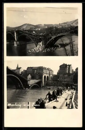AK Maribor-Marburg, Eingestürzte Brücke, Bau einer Holzbrücke