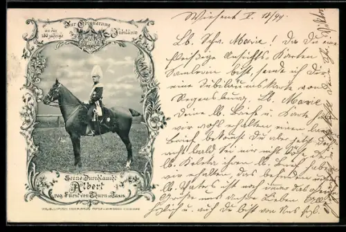 AK Albert von Thurn & Taxis in Uniform zu Pferde