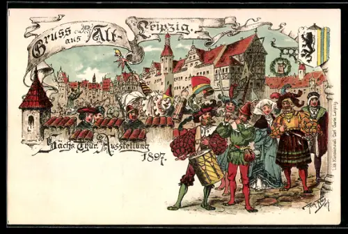 Künstler-AK Arthur Thiele: Leipzig, Sächs.-Thür. Ausstellung 1897
