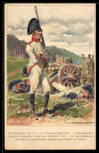 Künstler-AK Anton Hoffmann - München: Hundertjahrfeier des k. b. 14. Infanterie Regiments Hartmann, Ganzsache Bayern