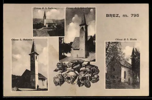 AK Brez, Chiesa di S. Foriano, Chiesa di S. Sebastiano, Chiesa S. Antonio, Chiesa di S. Maria