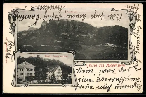 AK Klobenstein, Hotel und Pension zur Post, Blick zum Schlern
