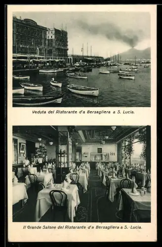 AK Napoli, Santa Lucia a Mare, Veduta del Ristorante d`a Bersagliera, Il Grande Salone