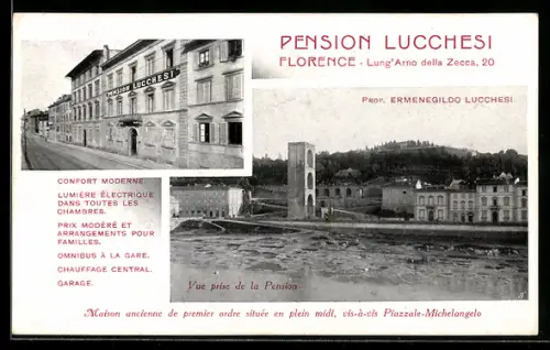 AK Firenze, Pensione Lucchesi sul Lung`Arno della Zecca 20, Prop. Ermenegildo Lucchesi