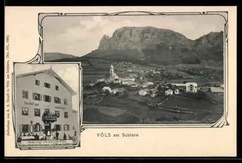 AK Völs am Schlern, Gasthof zum weissen Kreuz des Christian Masoner, Panorama