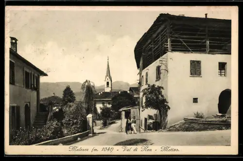 AK Malosco /Val di Non, Vista del villaggio con chiesa sullo sfondo