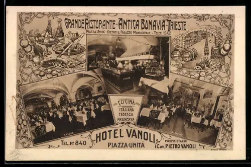 AK Trieste, Grande Ristorante, Antica Bonavia, Hotel Vanoli, Piazza Unità