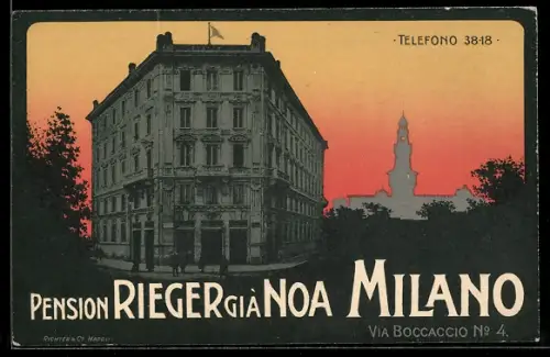 AK Milano, Pension Rieger già Noa im Sonnenuntergang
