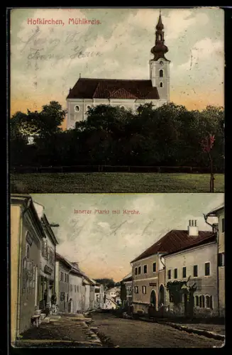 AK Hofkirchen /Mühlkreis, Innerer Markt mit Kirche