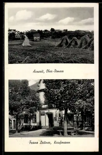 AK Arnreit, Weg in den Ort, Heuwiesen, Kaufmannshandlung v. Franz Leitner