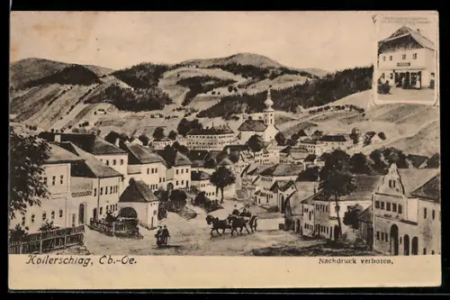 AK Kollerschlag /Ob.-Oe., Gasthaus, Blick über den Ort