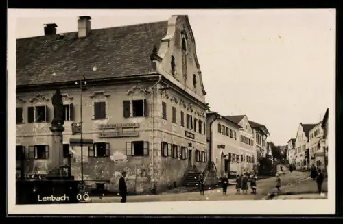 AK Lembach, Strassenpartie mit Bierdepot u. Ausschank der Engelszeller Klosterbrauerei
