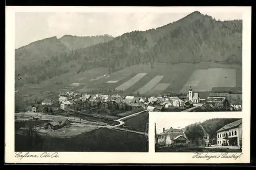 AK Gaflenz, Heuberger`s Gasthof und Gesamtansicht aus der Vogelschau