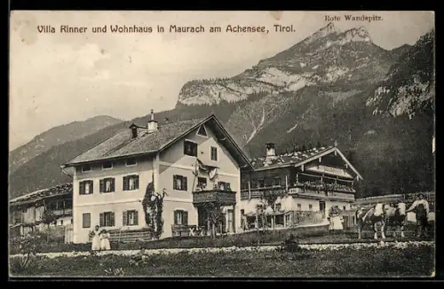 AK Maurach am Achensee, Villa Rinner und Wohnhaus, Rote Wandspitz