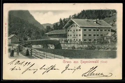 AK Achenkirch, Gasthaus Hagenimwald an der Brücke