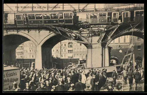 AK Berlin-Kreuzberg, Hochbahn-Katastrophe 1908, Gleisdreieck