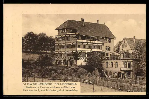 AK Schwarzenberg bei Liebenzell, Gasthaus u. Pension zum Löwen, Inh. Otto Haas